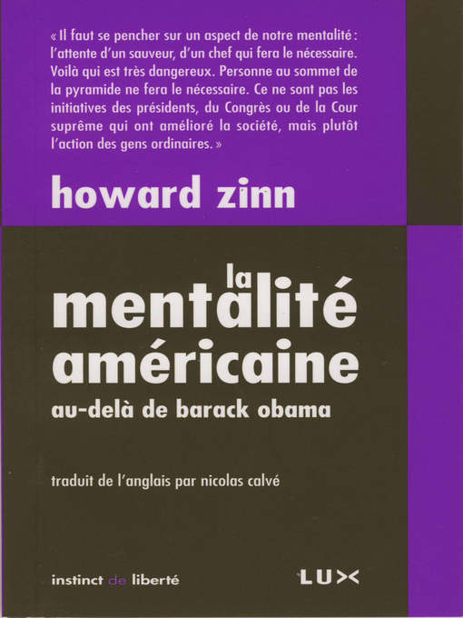 Title details for La mentalité américaine by Howard Zinn - Available